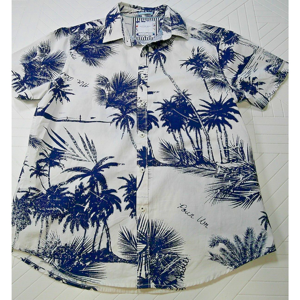 Tropical Mens Shirt Cactus Man 100% Cotton Leisure Wear Vacation Summer-Medium